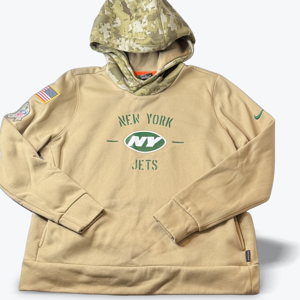 Nike New York Jets NFL Hoodie Sweatshirt Men Small Salute to Service Desert Camo - Picture 1 of 11